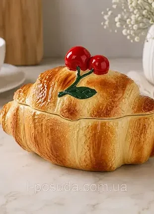 Керамічна банка croissant 600мл, круасан з вишнею