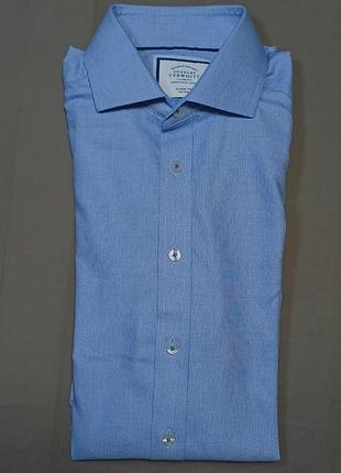 Комір 40 см  charles tyrwhitt size  15 1/2 /34 in  39/86 см  блакитна сорочка в геометричний малюнок  
classic fit