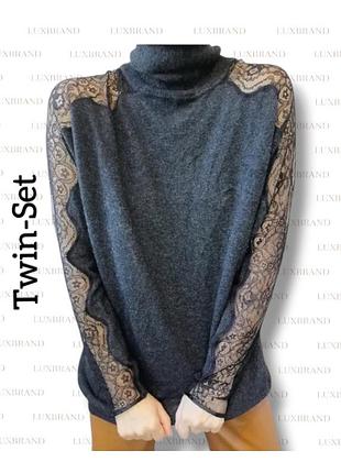 Джемпер twin-set из смесовой шерсти с кружевом