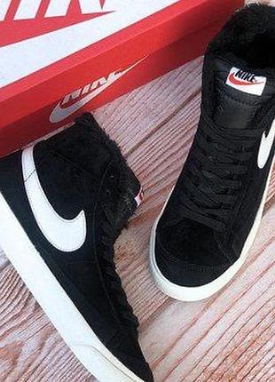 Кросівки унісекс nike blazer mid 77 vintage black winter на хутрі