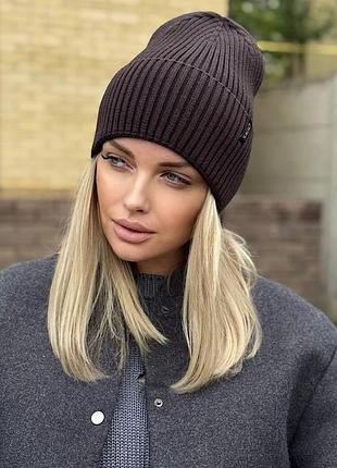 Стильна жіноча шапка nicoletta, жіноча шапка темне вино, 55-60