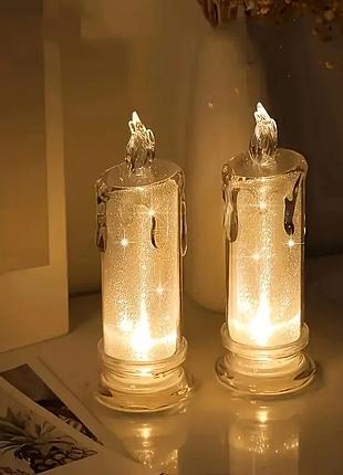 Большая свеча led. электрическая свеча на батарейках. светодиодная свеча. светильник. огненок. лампа. 80