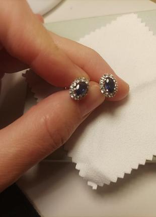 Серебряные серьги с сапфирами