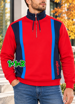 🎁1+1=3** брендовый мужской красный свитшот свитер wrangler, размер 50 - 52