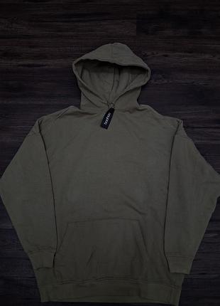 Оверсайз худі boohoo кольору хакі з капюшоном