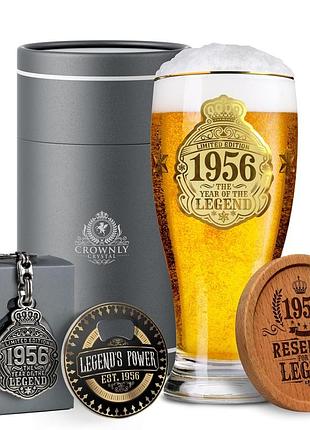 Пивной бокал crownly crystal 1956, 570 мл, подарочный набор для мужчины
