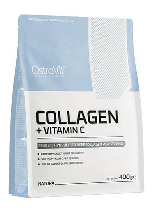 Коллаген говяжий гидролизованный с витамином c 500 мг для суставов ostrovit collagen + vitamin c 400 г без вкуса