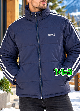 🎁1+1=3 брендовая мужская синяя куртка пуховик lonsdale, размер 52 - 54