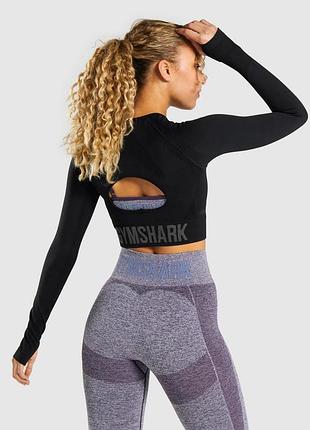 Чорна спортивна кофта рашгард gymshark