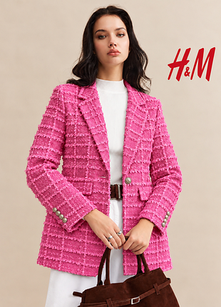 H&m твидовый розовый жакет