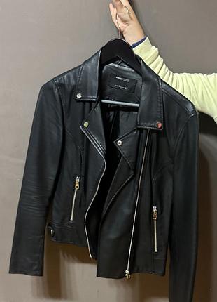 Куртка жіноча шкіряна косуха чорна l-xl (48) чорна