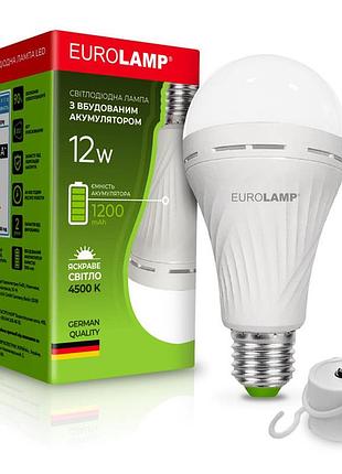 Светодиодная лампа с аккумулятором eurolamp a70 12вт 980lm 4500k 220в e27 (996695)