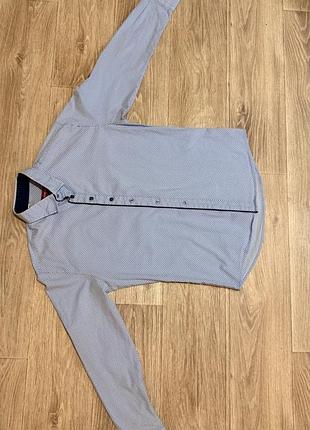 Чоловіча приталена сорочка (slim fit) бренду redpolo із довгим рукавом на підлітка 15-16 років, зріст 165-175 см