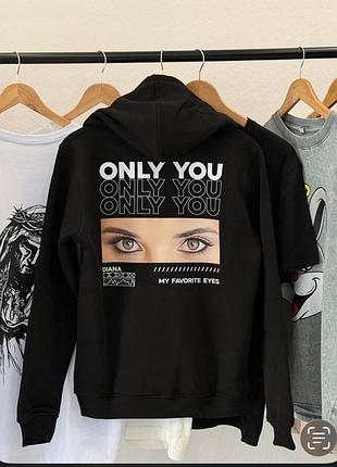 Худі з фото очей дівчини only you — персоналізоване худі з власним фото очей, подарунок парню l, темно-синій