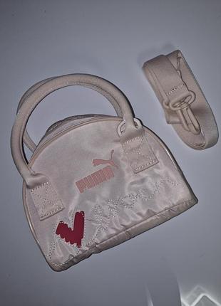 Сумка жіноча puma valentine's mini grip bag ніжно-рожева з принтом