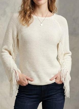 Светр новий з бахромою білого кольору, zara, s