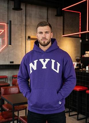 🧥 мужское фиолетовое худи russell athletic nyu | фиолетовый | размер m-l (оверсайз)