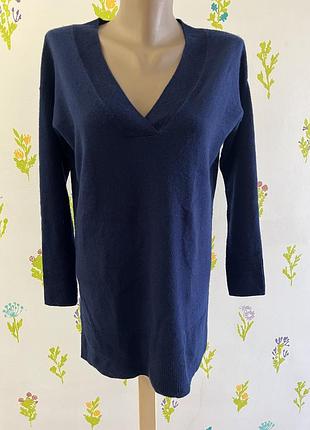 Кашеміровий жіночий светр pure collection 90% wool, 10% cashmere. синій колір, v-подібний виріз, розмір eu 34. м'який, теплий та якісний базовий 💙✨