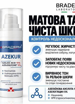 Крем для комплексного контролю акне та підтримки ремісії braderm azekur cream (азекур крем)