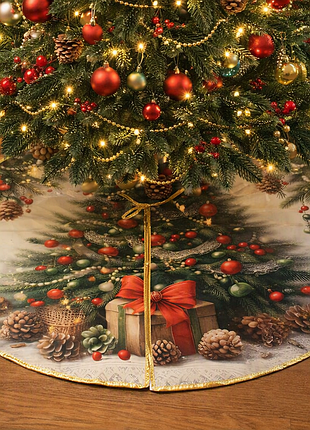 Килимок-спідниця під ялинку christmas tree d90 см велюровий
