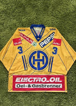 Вінтажний хокейне джерсі adidas hc davos №33 wieser з автографами (xl)
