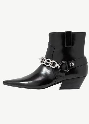 Лаковые кожаные ботильоны косилки ковбойки calvin klein 4