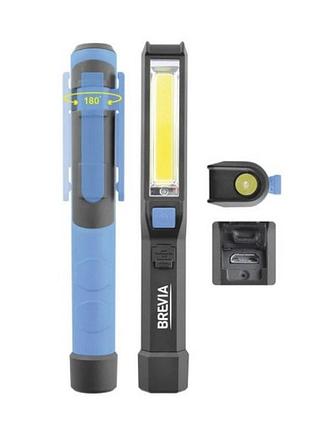 Інспекційна лампа cob і 1w led 150 люмен microusb акумулятор 900 mah brevia (11220)