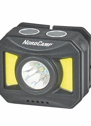 Фонарь налобный 300lm 3w cob nord camp 850mah белый/красный ip44 (nc30600)