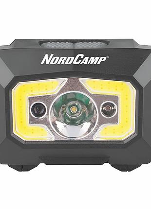 Фонарь налобный 280lm 3w xpe/cob nord camp 1200mah белый/красный ip44 с датчиком движения (nc30310)