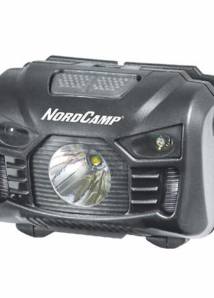 Фонарь налобный 150lm 3w led nord camp 1200mah белый/красный ip44 (nc30210)