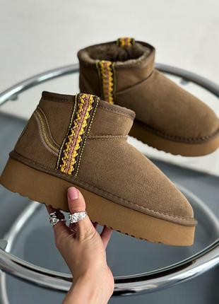 Ugg ultra mini braid platform boot brown розпродаж