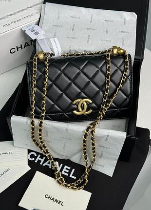 Сумка calfskin quilted perfect fit wallet on chain black/gold