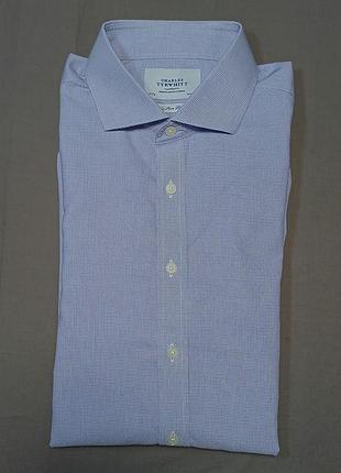 Воротник 44 см charles tyrwhitt size 17/37 in 43/93 cm голубая рубашка в мелкую клетку slim fit