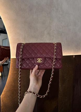 Сумка classic 2.55 medium double flap in burgundy/gold