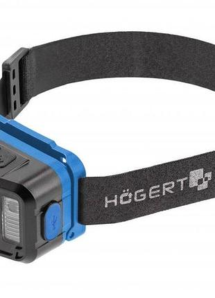 Налобный фонарь hogert с usb зарядкой и сенсором движения 6 режимов освещения (ht1e422)