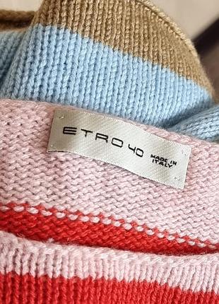 Ніжний, яскравий, повітряний джемпер в смужку з вовни та кашеміру etro, оригінал 2