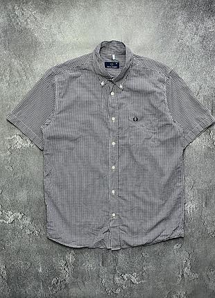 Vintage винтажная рубашка fred perry фред перри big logo check в клетку size m размер м