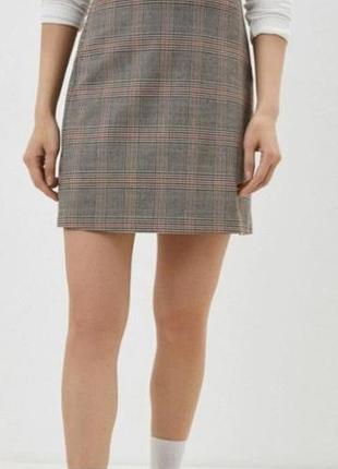 Брендовая мини юбка в клетку, теплая, guess, s 2