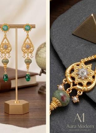 Изысканные серьги с маркировкой, прекрасная детализация, люкс качество, серпентин