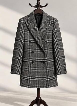 Піджак жіночий allsaints astrid check blazer вовняний у клітинку сіро-чорний xs s пальто оригінал