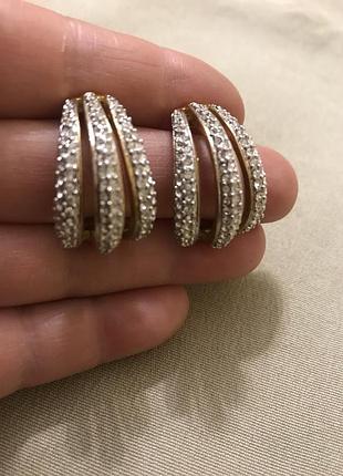 Avon сережки в позолоті з кристалами американський вінтаж