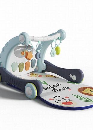 Baby steps 6-в-1 ходунки для малыша с ковриком, музыкальным центром, развивающей панелью, пианино и bluetooth-пульт