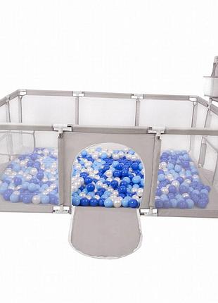 Lionelo kids gray дитячий манеж 180x122 см із сітчастими стінками та сумкою для перенесення
