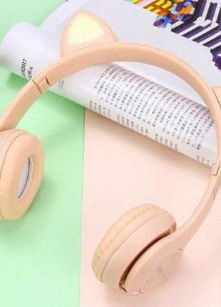 Детские bluetooth-наушники cat y47 со светящимися ушками, микрофоном и аккумулятором на 20 ч