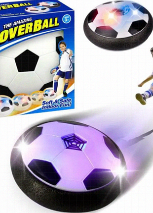 Hoverball, футбольный диск для игры в помещении со светодиодной подсветкой и музыкой, чёрно-белый, abs-пластик, 19,3 см