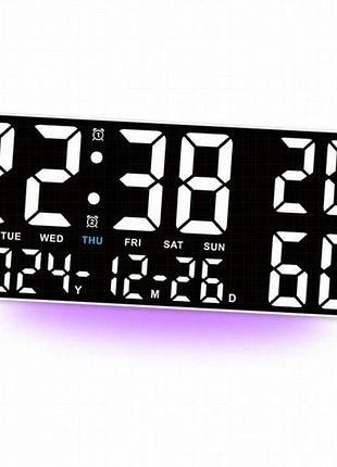 Gh9002 цифровий led-годинник настінний та настільний з календарем, будильником, датчиком температури та вологості