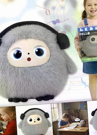 Интерактивная плюшевая игрушка ledodo ai со светящимися led-глазами, серый мягкий зверёк для детей