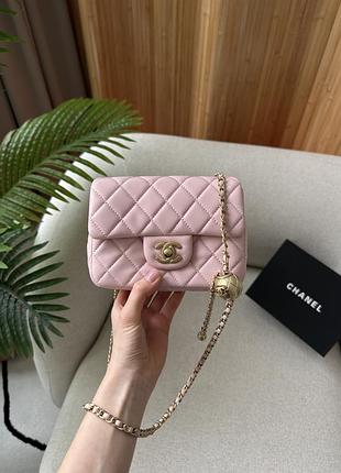 Сумка mini classic single flap in pink/gold 3