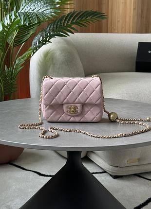 Сумка mini classic single flap in pink/gold 2