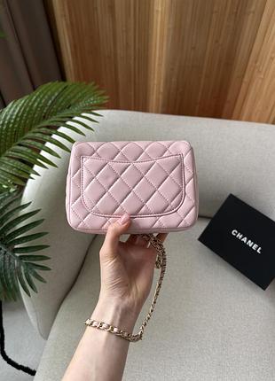 Сумка mini classic single flap in pink/gold 7